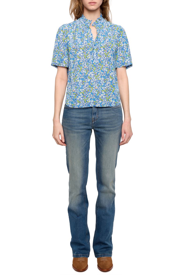 Topher Floral Print Popover Top, Alternate, color, PEAR