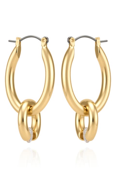 Two-Tone Link Hoop Earrings