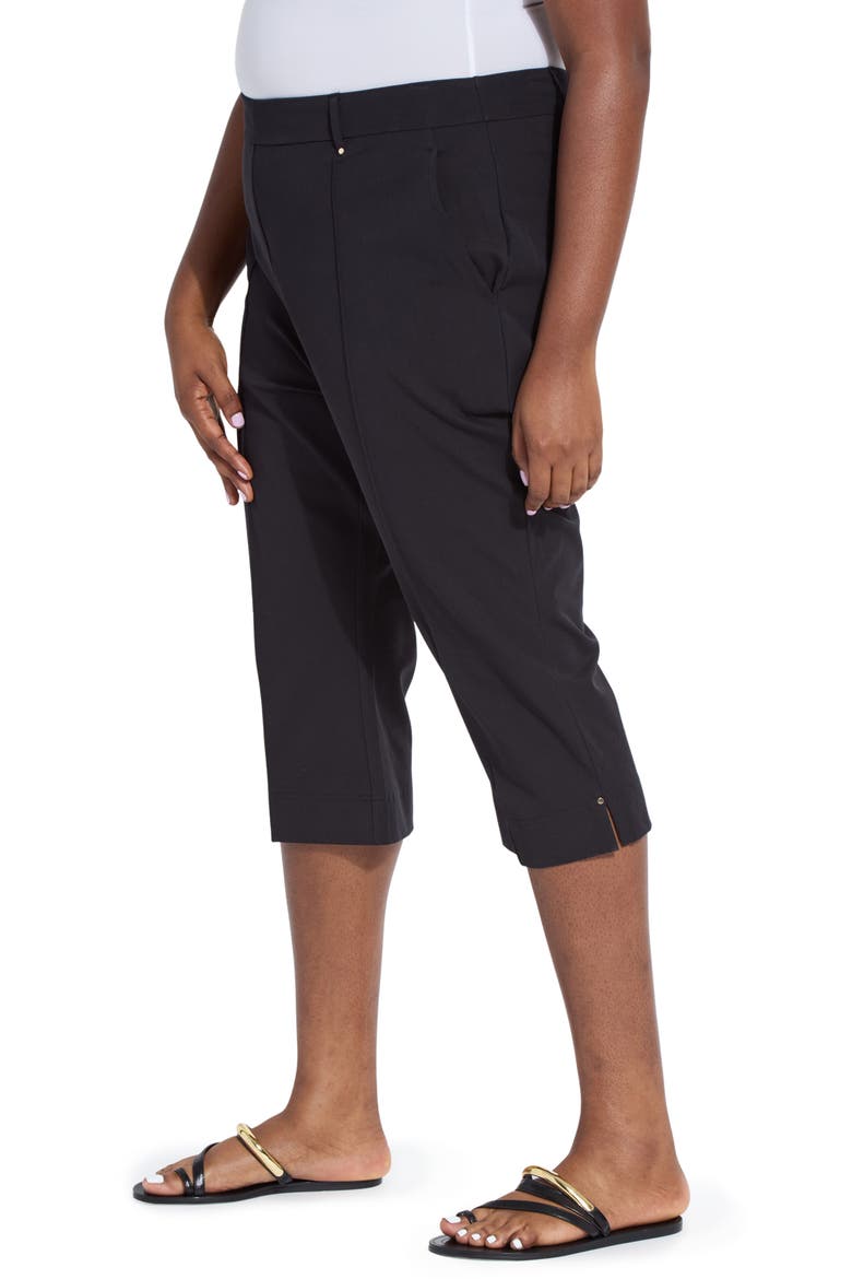 Amanda High Waist Pull-On Capri Pants, Alternate, color, BLACK
