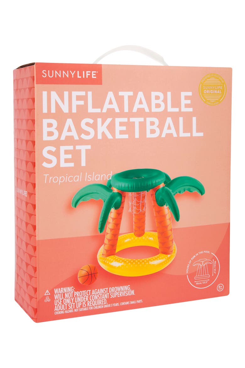 Inflatable Tropical Floating Basketball Set, Alternate, color, YELLOW
