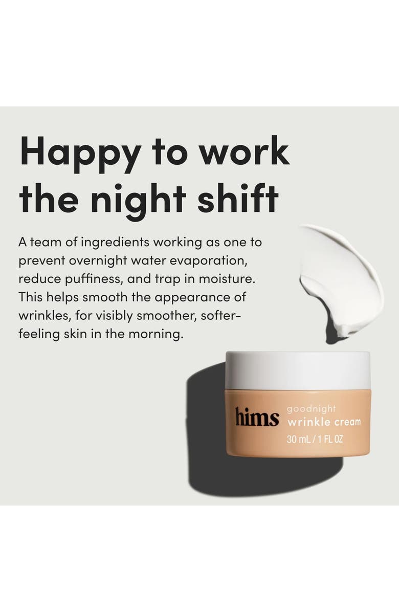 HIMS & HERS Goodnight Wrinkle Cream Restorative, Firming, Caffeine & Hyaluronic Acid Night Treatment, Alternate, color, Beige