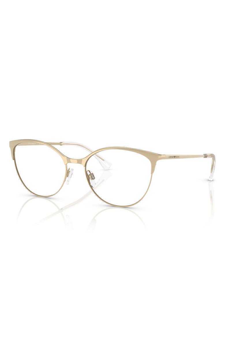 Emporio Armani 54mm Cat Eye Optical Glasses, Alternate, color, Shiny Pale Gold / Demo Lens