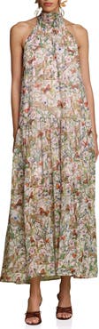 Avec Les Filles Floral Sleeveless Halter Dress