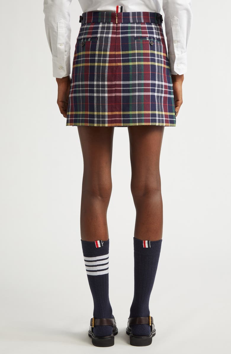 Thom Browne Tartan Side Tab Wool Miniskirt, Alternate, color, 
