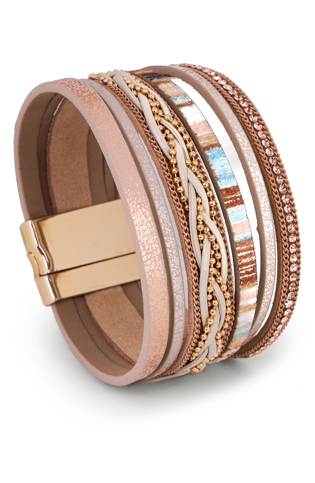 SAACHI Braided Faux Leather Wrap Bracelet