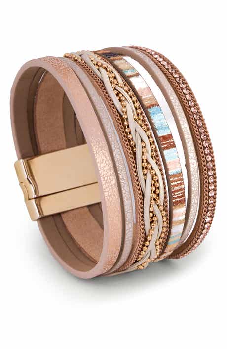 SAACHI Braided Faux Leather Wrap Bracelet
