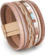 SAACHI Braided Faux Leather Wrap Bracelet