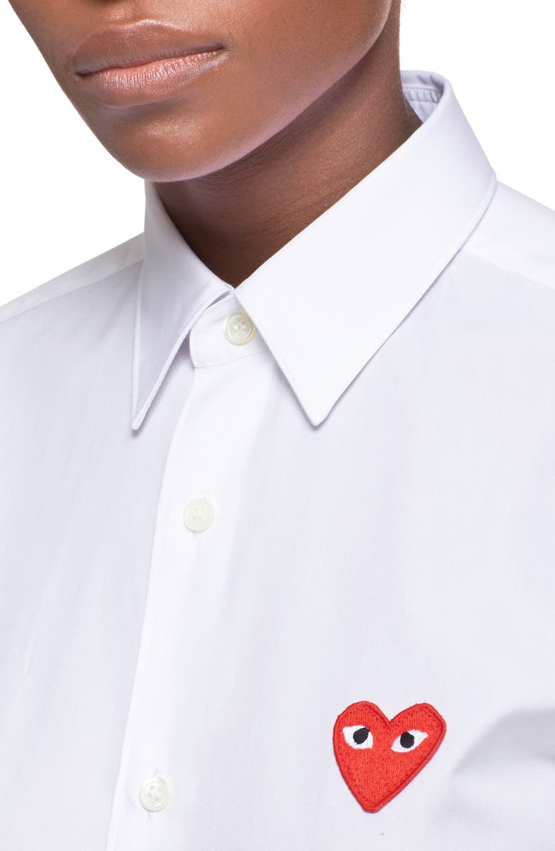 Comme des Garçons PLAY Comme des Garçons Heart Graphic Woven Cotton Shirt, Alternate, color, 