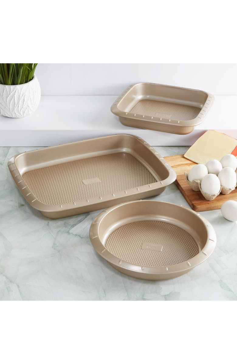 BergHOFF Leo Balance Carbon Steel 3-Piece Cake Pan Set, Alternate, color, Golden