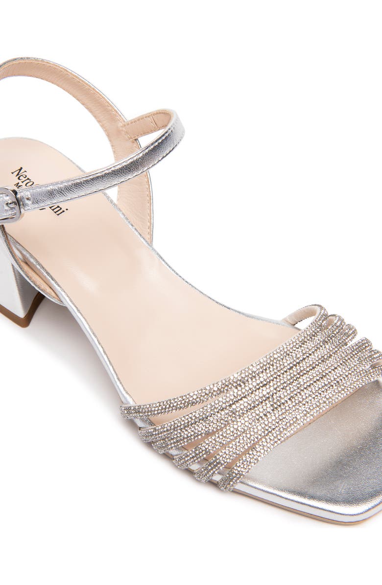 NeroGiardini Embellished Ankle Strap Sandal, Alternate, color, Silver