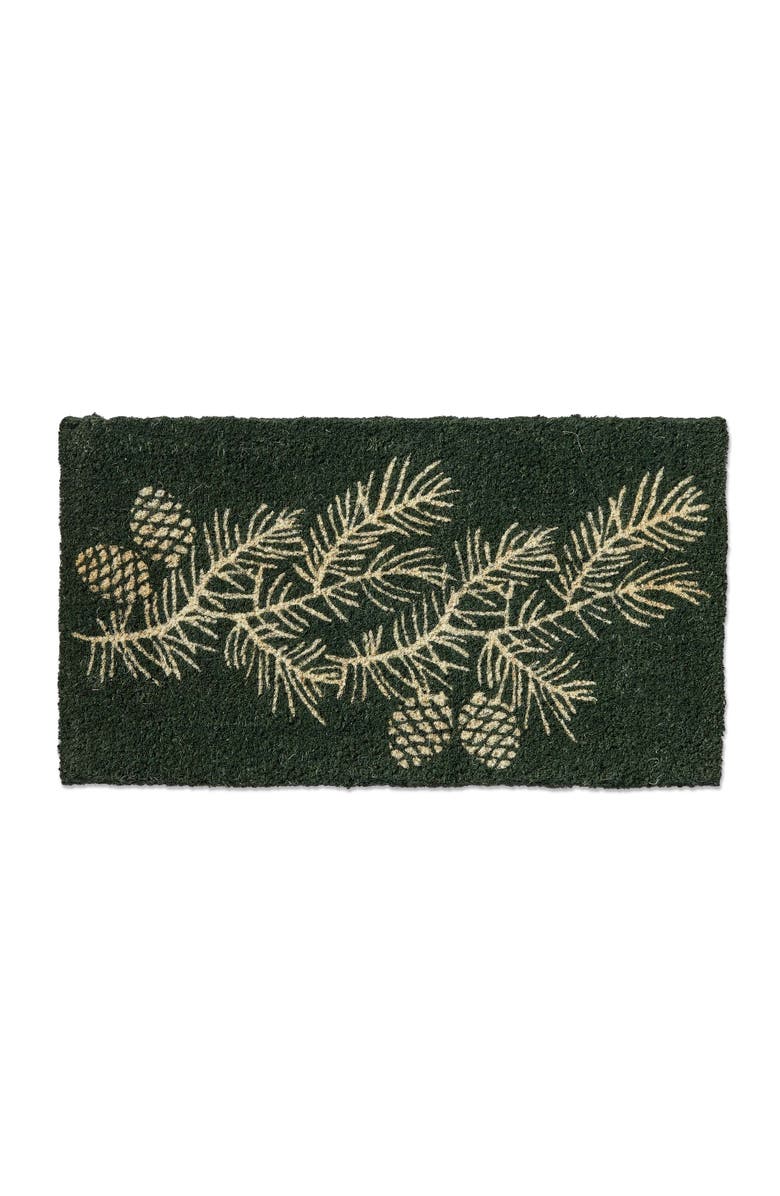 tag Winter Pinecones Coir Door Mat Natural Christmas Decor, Main, color, Green
