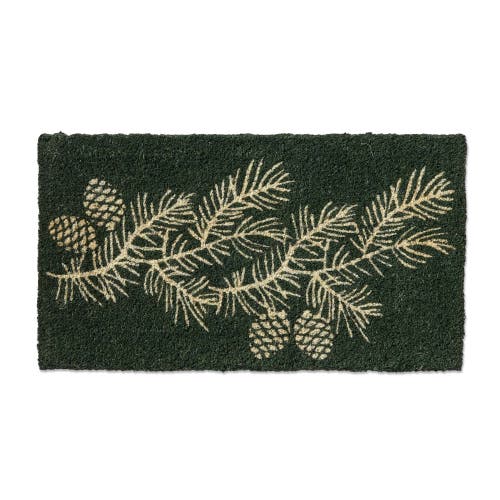 Tag Winter Pinecones Coir Door Mat Natural Christmas Decor In Green