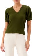 Karen Kane Puff Sleeve Rib V-Neck Top