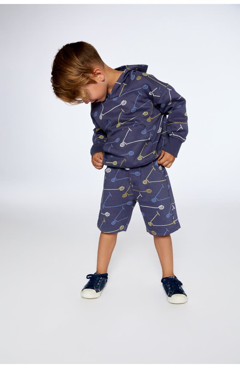Deux par Deux Baby Boy's French Terry Short Blue Printed Scooters, Alternate, color, 