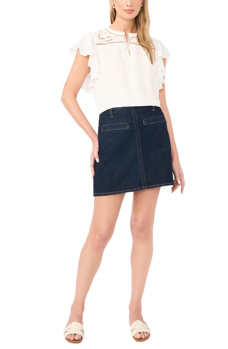 Vince Camuto Embroidered Ruffle Sleeve Top, Alternate, color, 