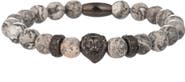 EYE CANDY LOS ANGELES Men's Lion Agate Beaded Stretch Bracelet