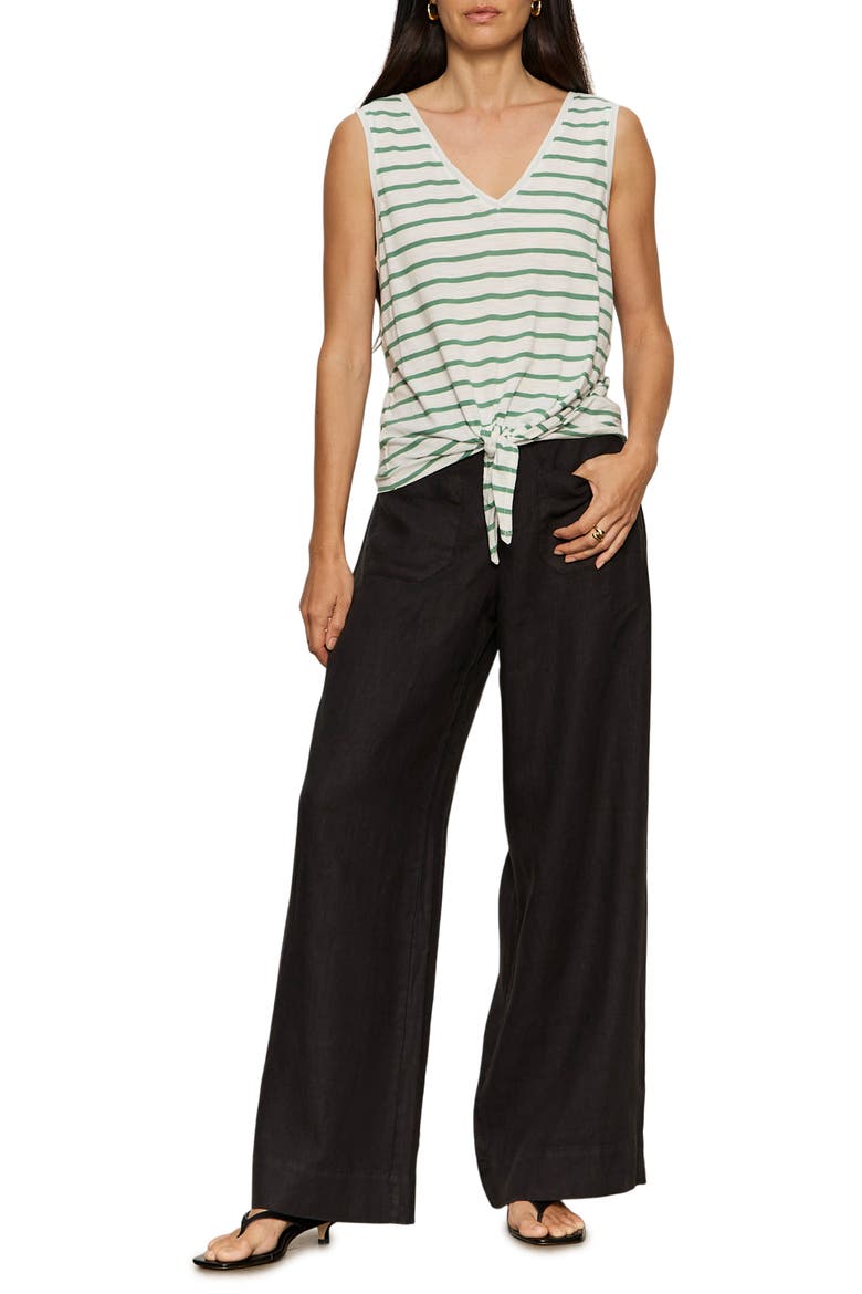 The Marine Linen Wide Leg Pants, Alternate, color, BLACK