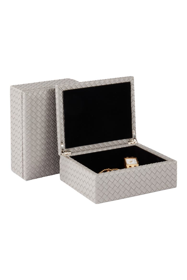 Anastasia Woven Leather Trinket Box, Alternate, color, GREY