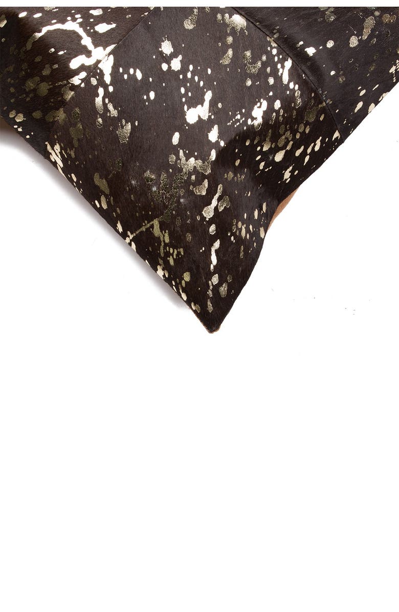 NATURAL Torino Quattro Genuine Cowhide 18" x 18" Pillow - Set of 2 - Gold/Chocolate, Alternate, color, 
