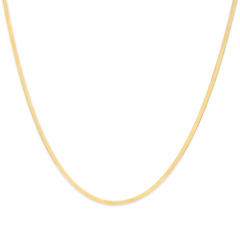 Unisex Solid 14K Gold 2.8mm Imperial Herringbone Chain Necklace