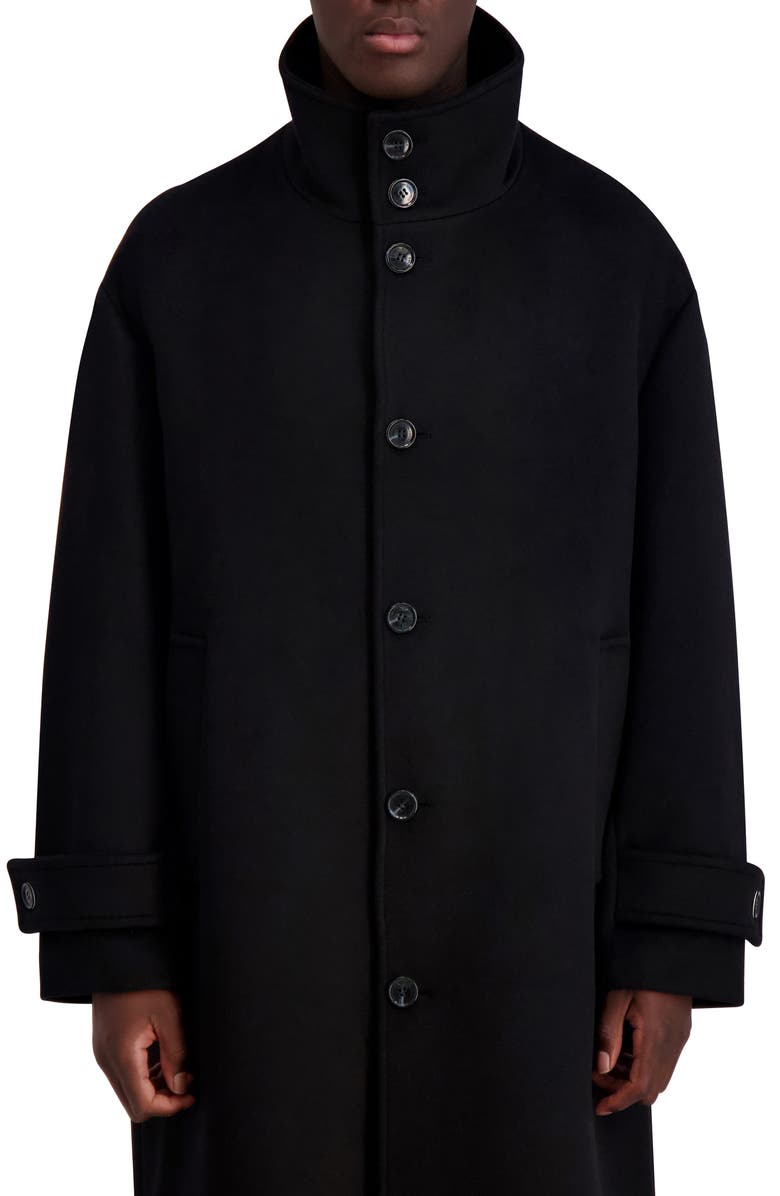 KARL LAGERFELD PARIS Wool Blend Top Coat, Alternate, color, Black