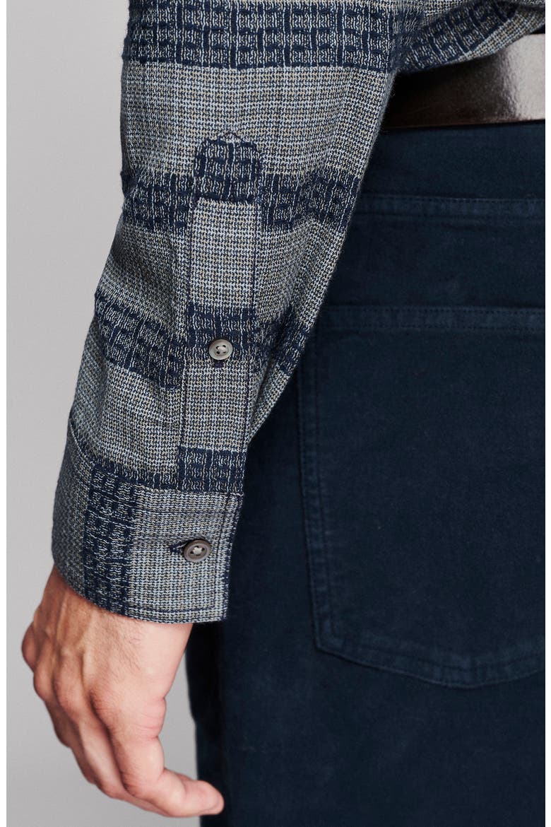 Jacquard Barre Striped Button Down Shirt, Alternate, color, CARBON BLUE