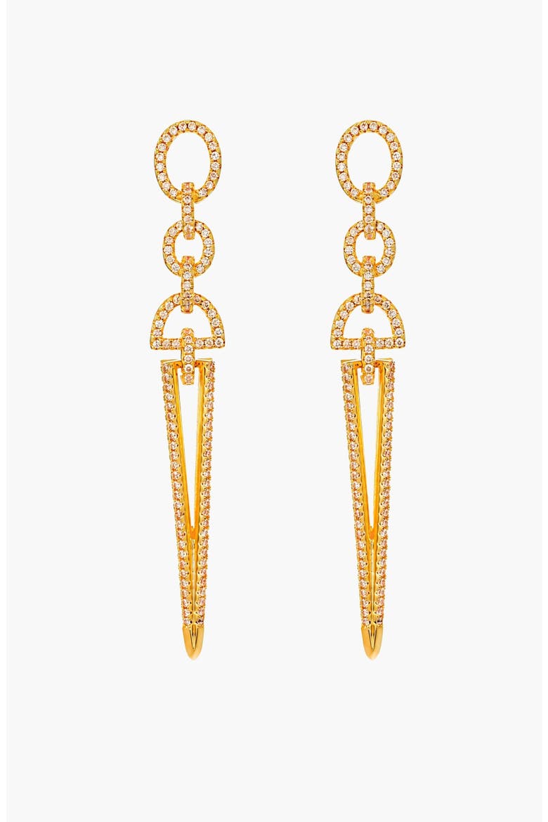 Stiletto Linear Spike Drop Earrings, Main, color, Gold