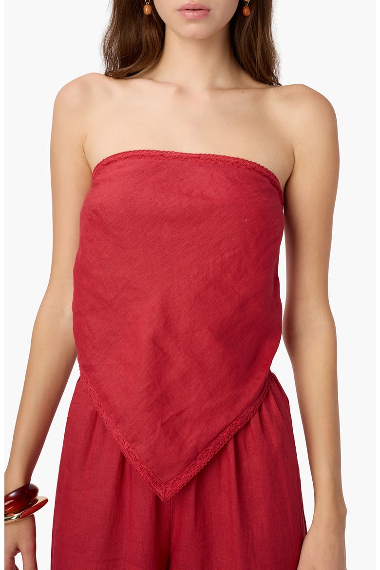 Gael Strapless Handkerchief Hem Linen Blend Camisole, Main, color, HUCKLEBERRY