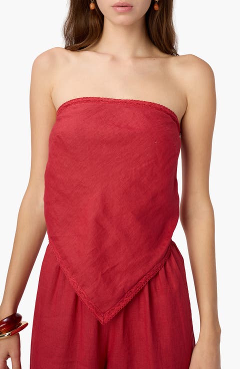 Gael Strapless Handkerchief Hem Linen Blend Camisole