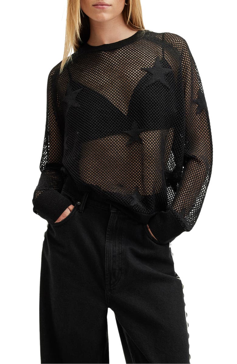 AllSaints Seraph Star Mesh Sweater, Main, color,
