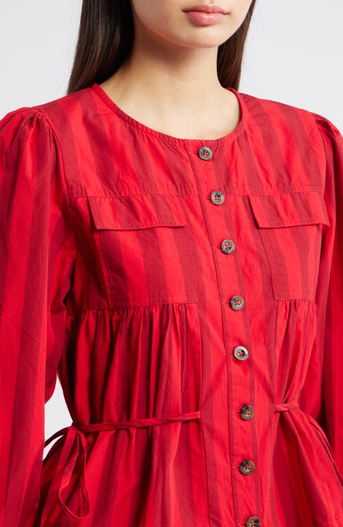 Damson Madder Charlize Stripe Blouse In Red