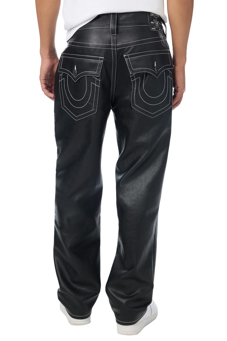 Ricky Faux Leather Straight Leg Jeans, Alternate, color, JET BLACK