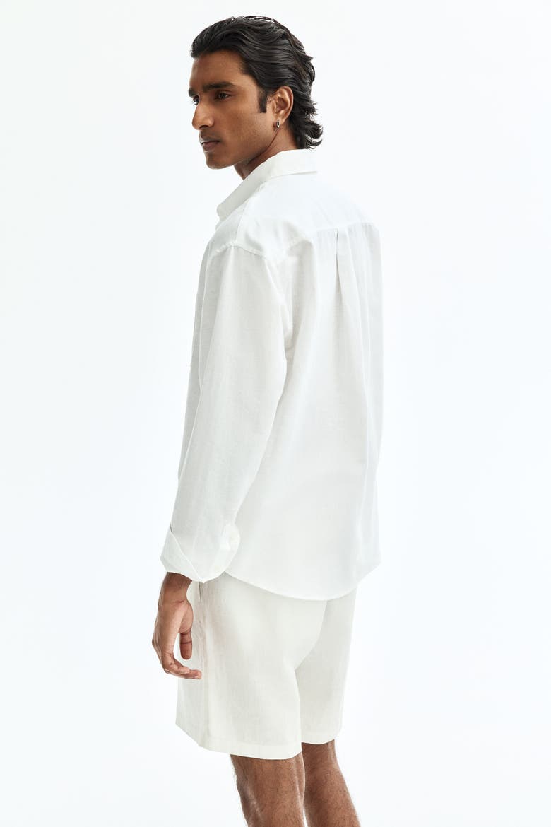 Relaxed Fit Linen Shorts, Alternate, color, White