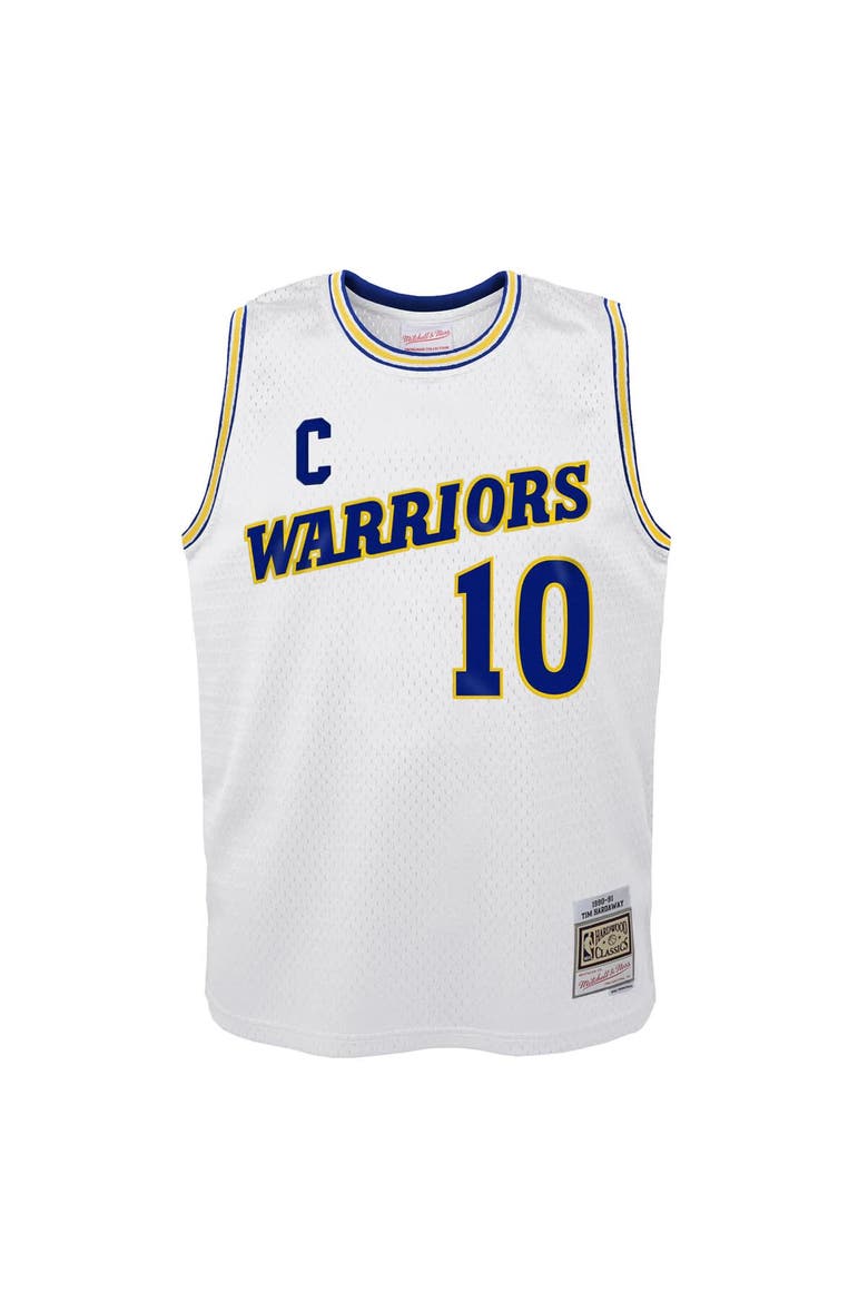 Youth Mitchell & Ness Tim Hardaway White Golden State Warriors 1990-91 Hardwood Classics Swingman Throwback Home Jersey, Alternate, color, White
