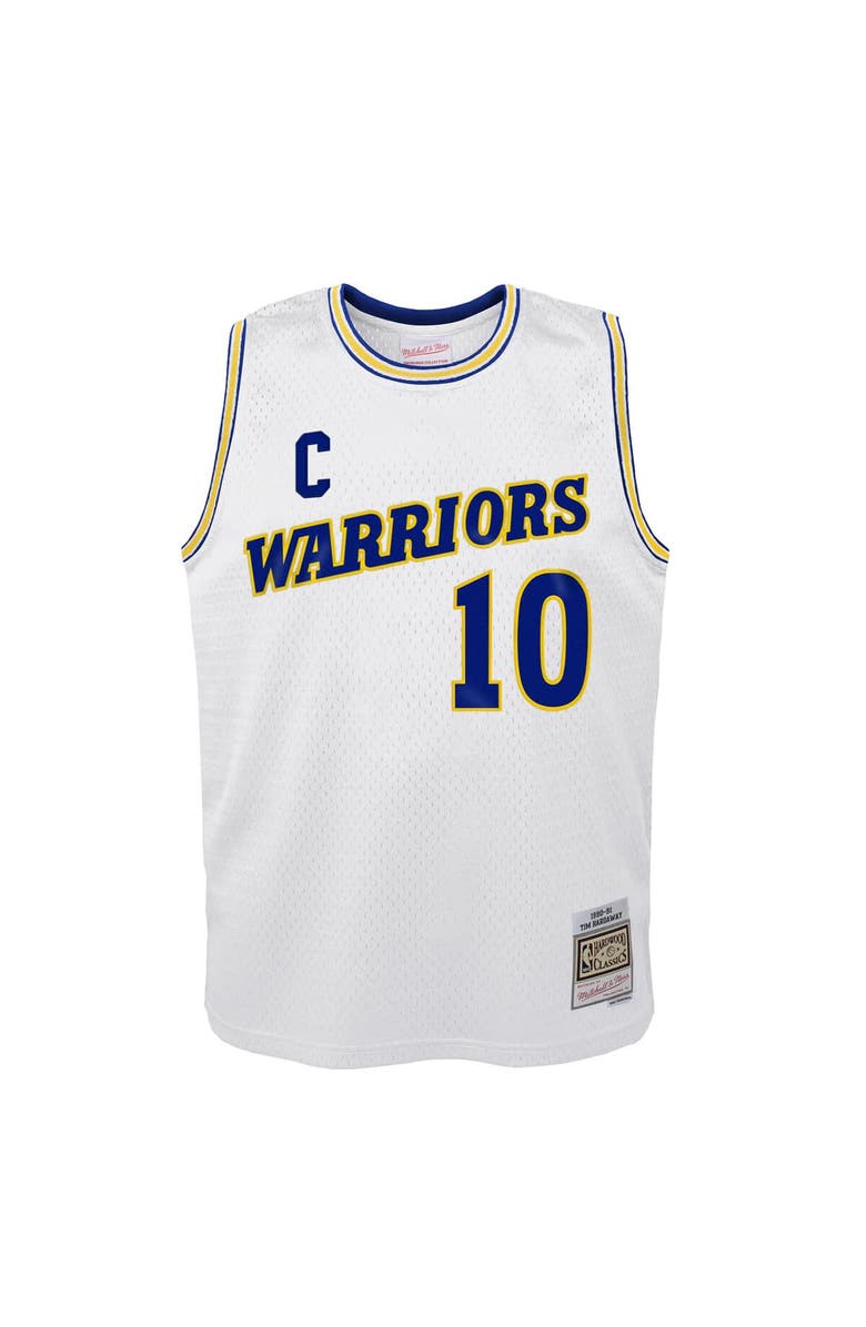 Mitchell & Ness Youth Mitchell & Ness Tim Hardaway White Golden State Warriors 1990-91 Hardwood Classics Swingman Throwback Home Jersey, Alternate, color, White