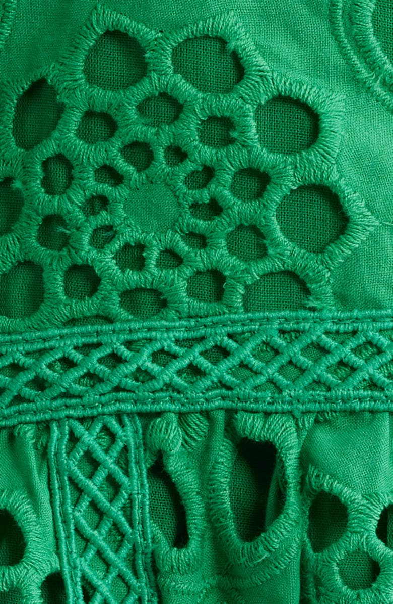 LAYERED WITH LOVE Long Sleeve Eyelet Minidress, Alternate, color, Kelly Green