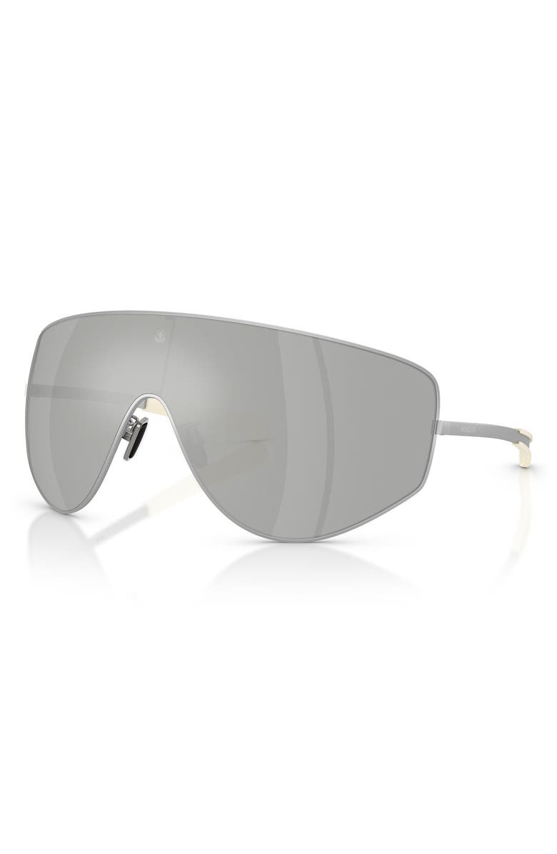 Moncler 45mm Small Pilot Sunglasses, Alternate, color, Matte Silver / Mirror Silver