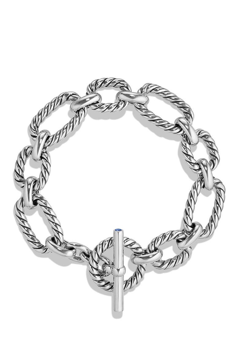 'Chain' Cushion Link Bracelet with Blue Sapphires, Alternate, color, SILVER/ BLUE SAPPHIRE