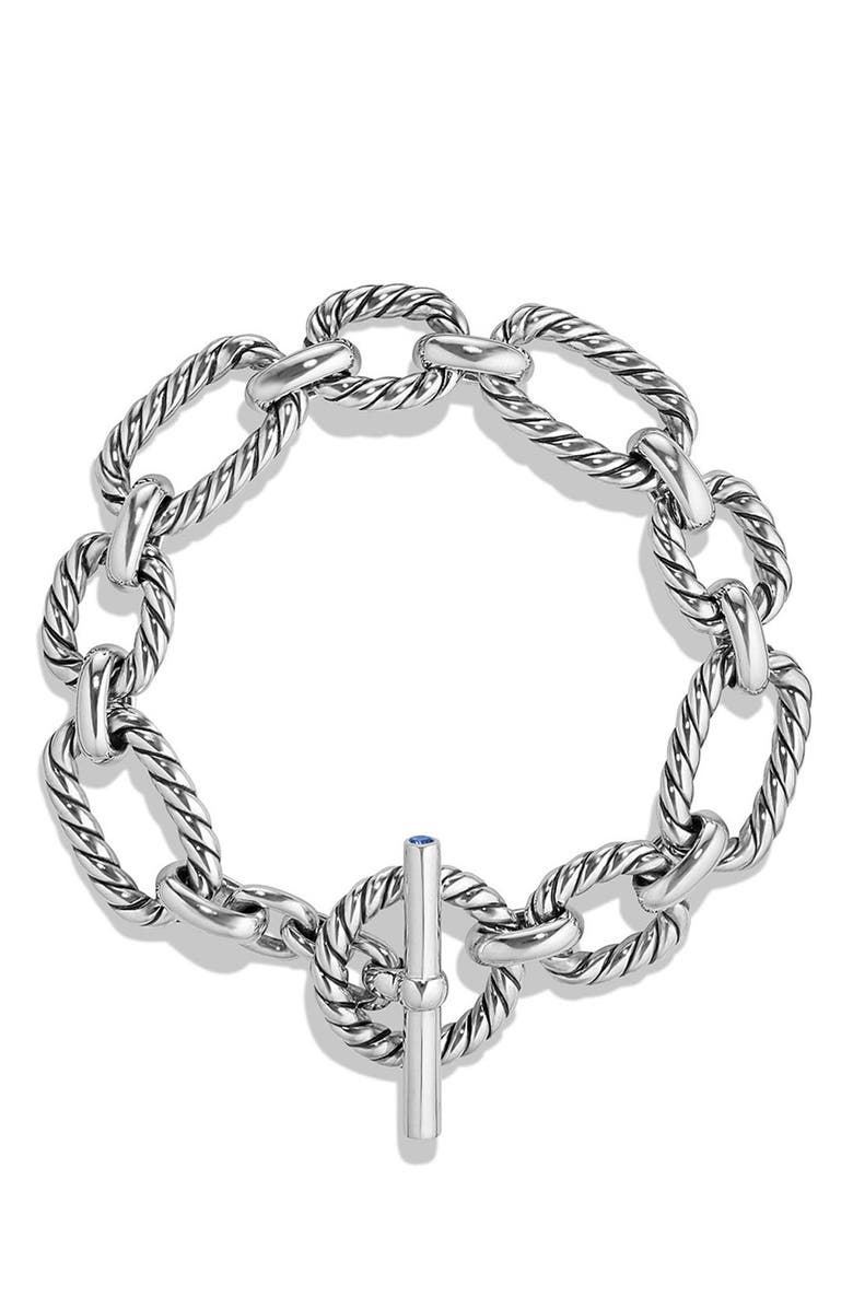 David Yurman 'Chain' Cushion Link Bracelet with Blue Sapphires, Alternate, color,