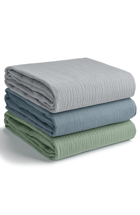 100% Cotton Muslin Swaddle Blankets Pack of 3