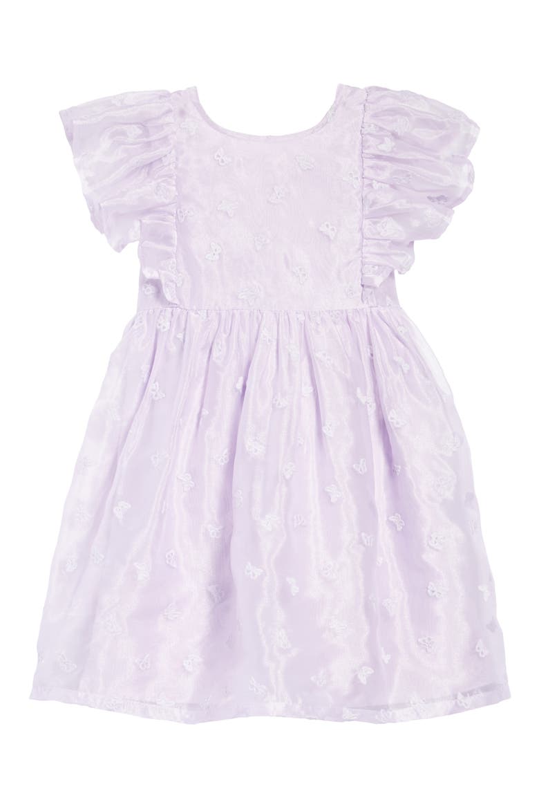 Kids' Embroidered Mesh Dress, Main, color, PURPLE SECRET BUTTERFLIES