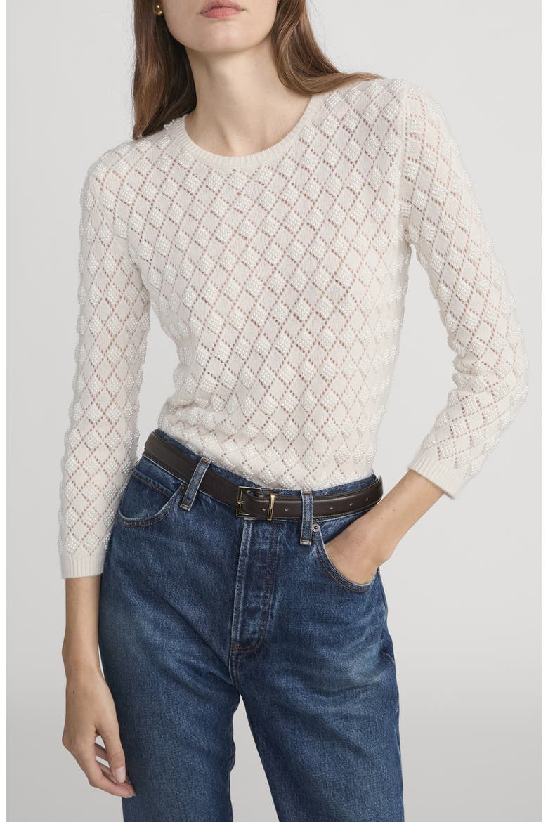 Faux Pearl Cashmere Sweater, Main, color, CREAM