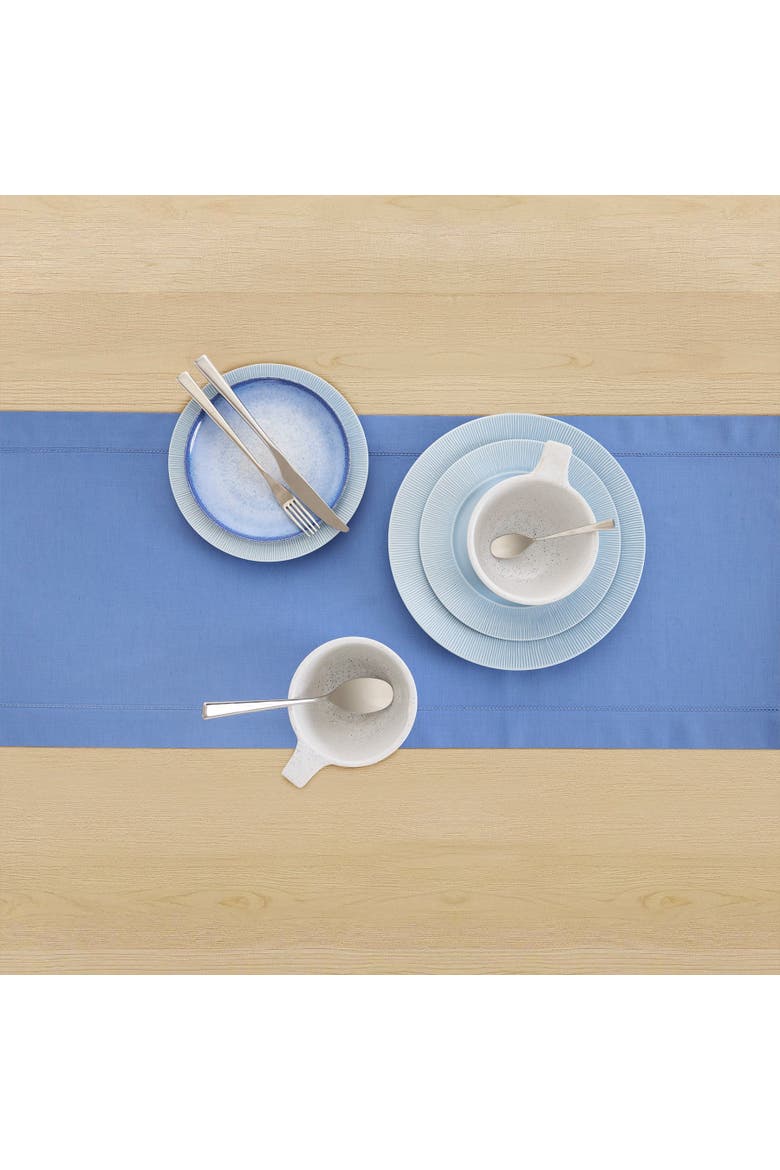 Cotton Linen Hemstitch Table Runner, Alternate, color, Dusty Blue
