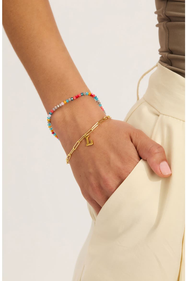 Initial Water Resistant Layered Bracelet, Alternate, color, MULTI-X