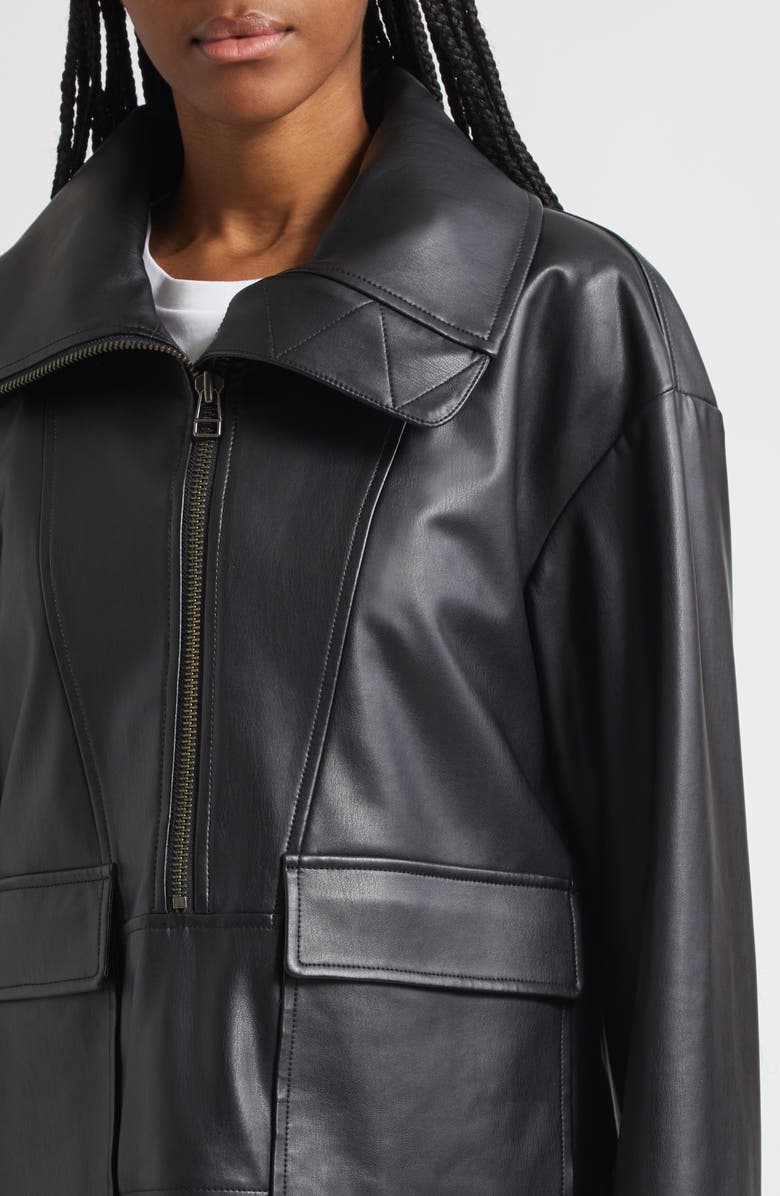 Veronica Beard Brian Faux Leather Popover Jacket, Alternate, color, Black