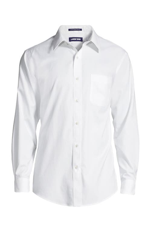 Lands' End Solid No Iron Supima Pinpoint Straight Collar Dress Shirt In White