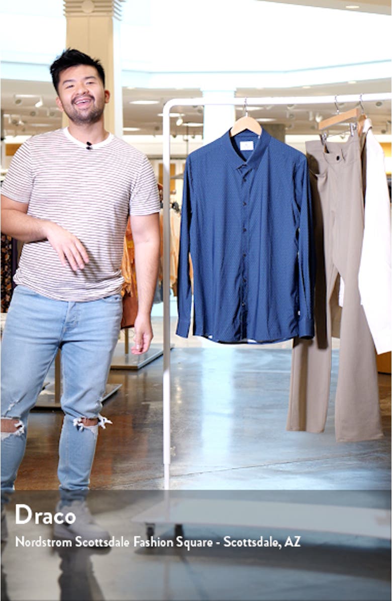Anton Dot Print Performance Button-Up Shirt, sales video thumbnail