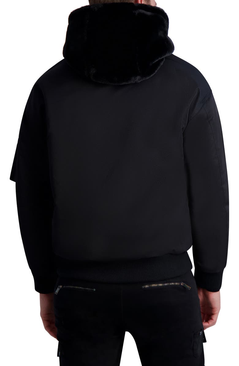 KARL LAGERFELD PARIS Reversible Faux Fur Hooded Bomber Jacket, Alternate, color,
