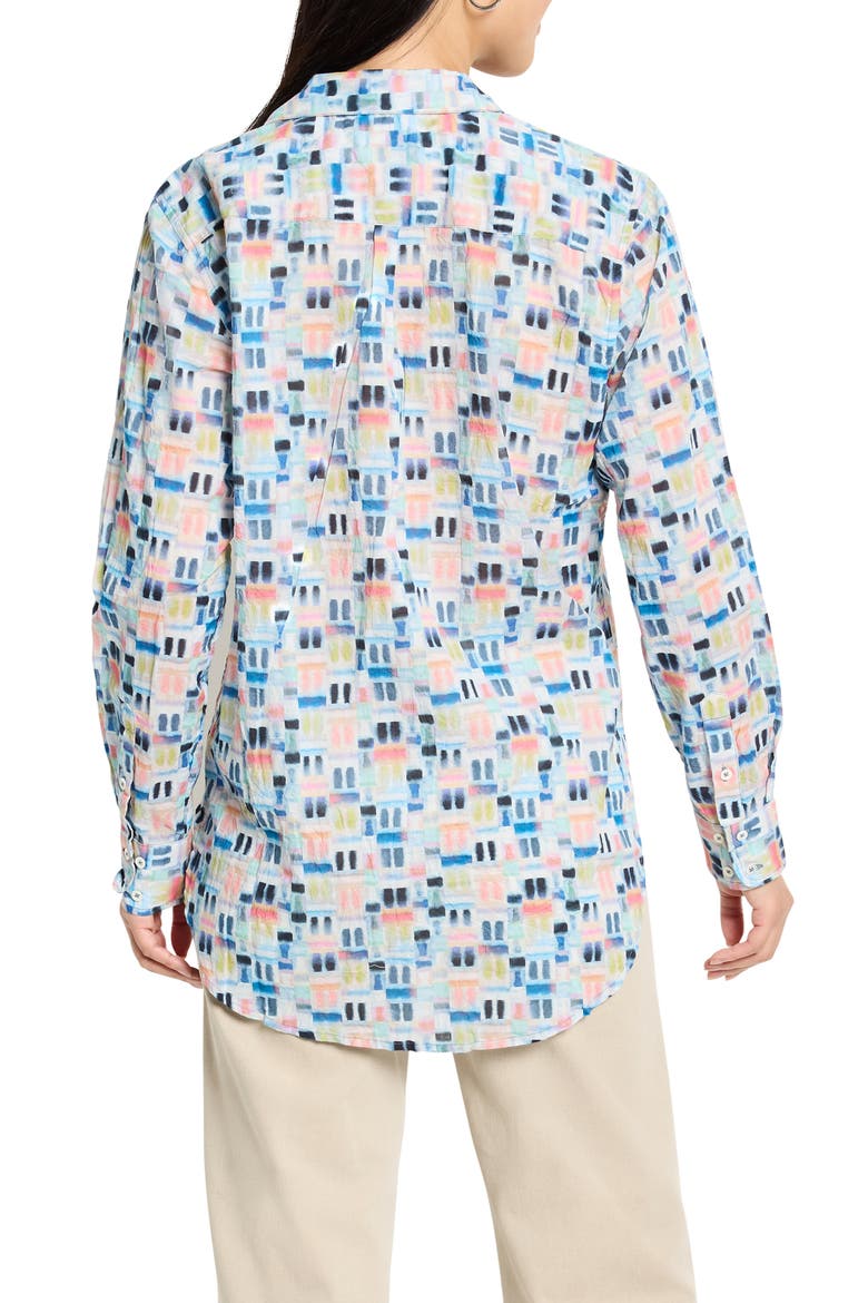 Portofino Geo Print Cotton Button-Up Shirt, Alternate, color, BLUE MULTI