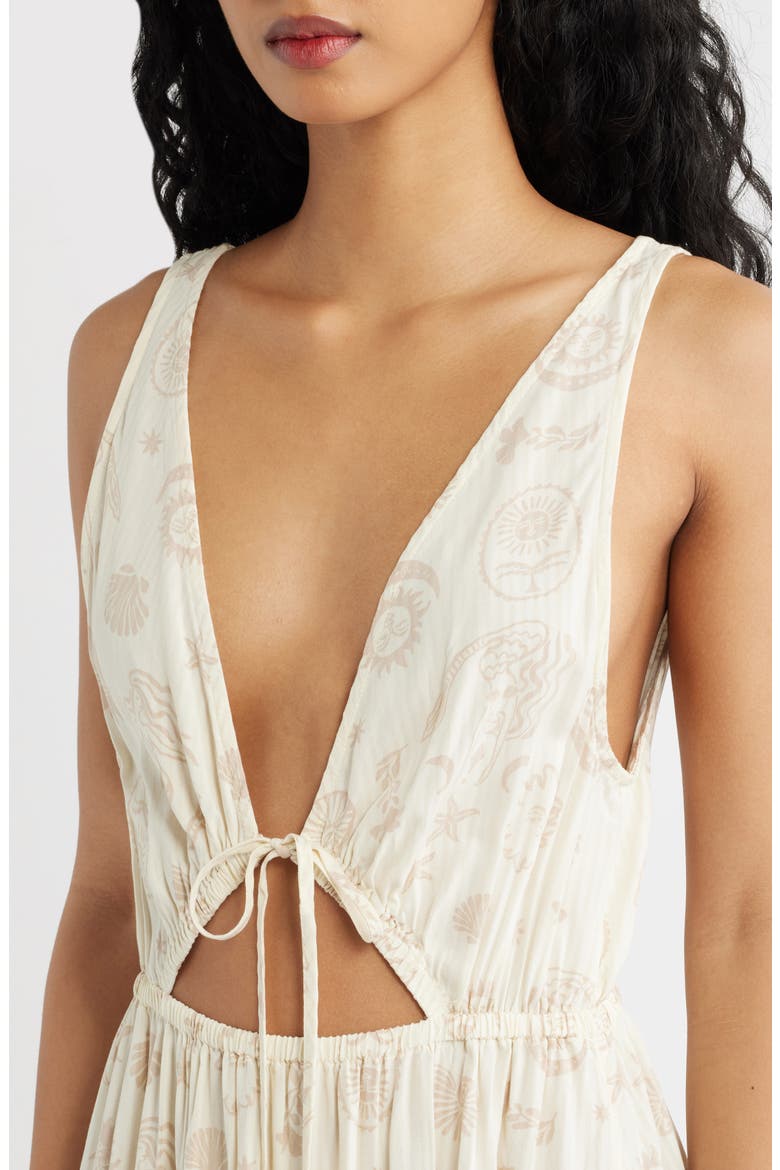 Catalina Island Plunge Cutout Maxi Dress, Alternate, color, NATURAL